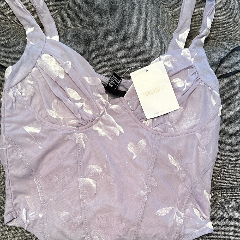 Forever 21 Lilac Floral Corset Top